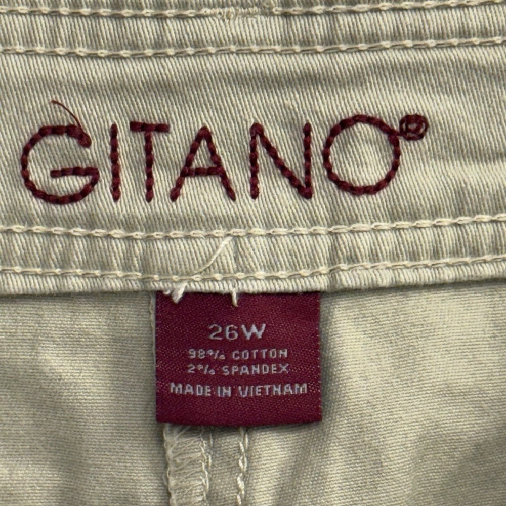 Vtg GITANO Denim Maxi Skirt Sz 26W Khaki Flared Hem Boho Grunge Western 90s Y2K - Picture 8 of 12